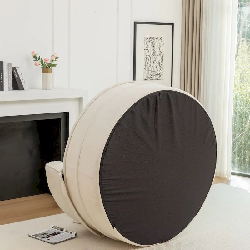 Fauteuil d'appoint rond moderne avec pouf – Canapé de salon en velours