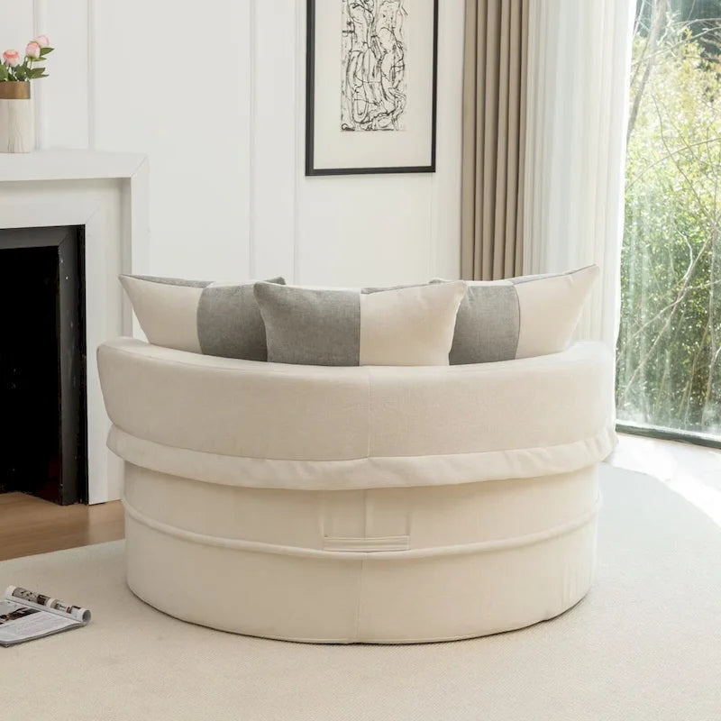 Fauteuil d'appoint rond moderne avec pouf – Canapé de salon en velours