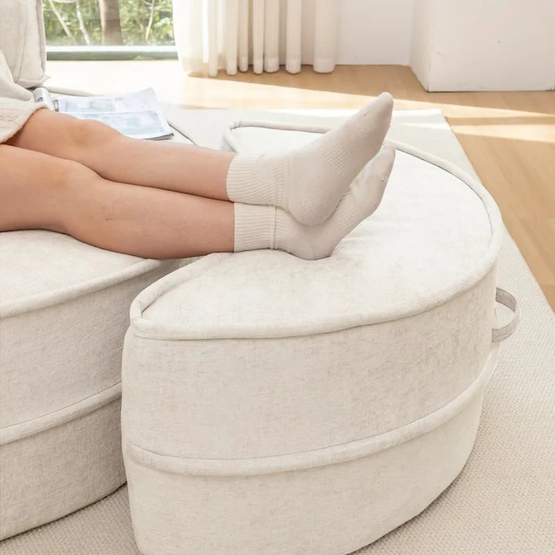 Fauteuil d'appoint rond moderne avec pouf – Canapé de salon en velours
