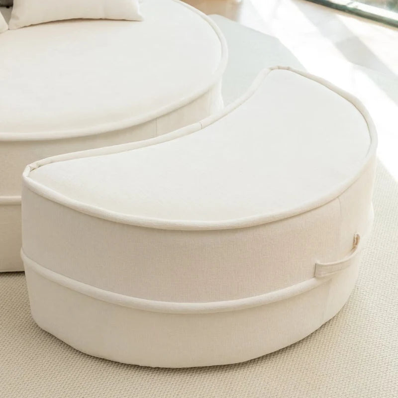 Fauteuil d'appoint rond moderne avec pouf – Canapé de salon en velours