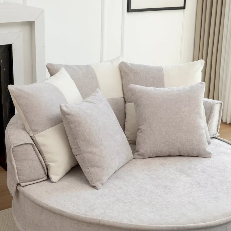 Fauteuil d'appoint rond moderne avec pouf – Canapé de salon en velours