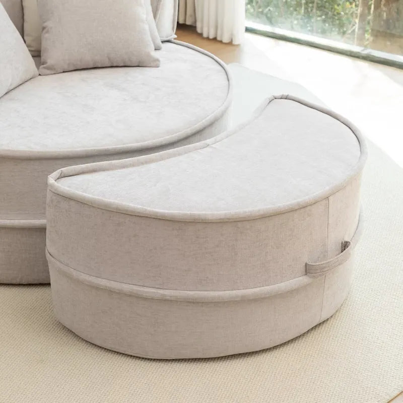 Fauteuil d'appoint rond moderne avec pouf – Canapé de salon en velours