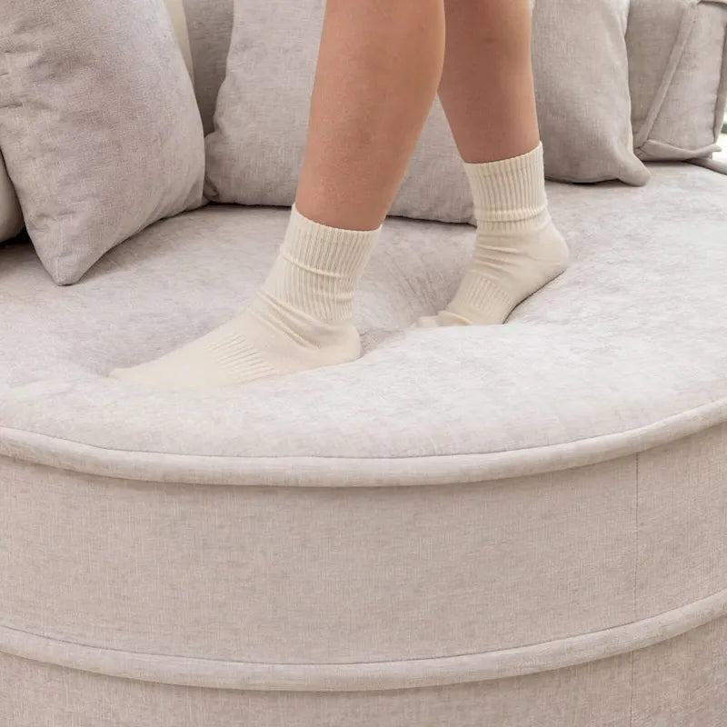 Fauteuil d'appoint rond moderne avec pouf – Canapé de salon en velours
