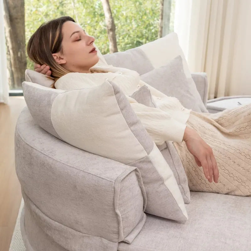Fauteuil d'appoint rond moderne avec pouf – Canapé de salon en velours