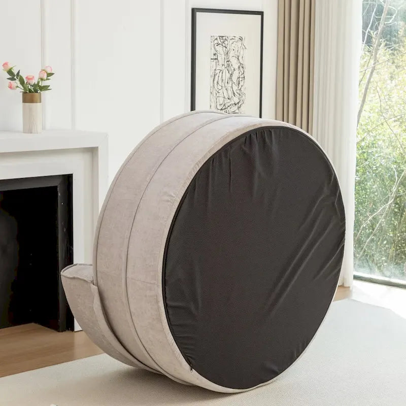 Fauteuil d'appoint rond moderne avec pouf – Canapé de salon en velours
