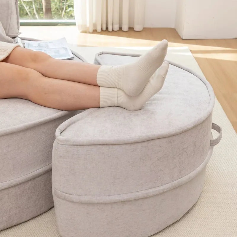 Fauteuil d'appoint rond moderne avec pouf – Canapé de salon en velours