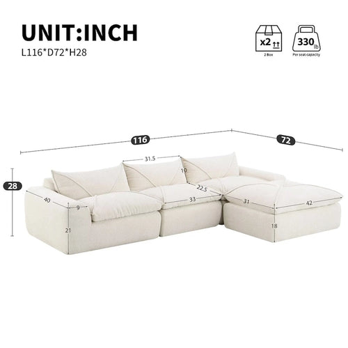 116  Canapé entièrement compressé avec mousse haute densité, chenille en particules