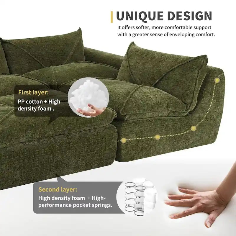116  Canapé entièrement compressé avec mousse haute densité, chenille en particules
