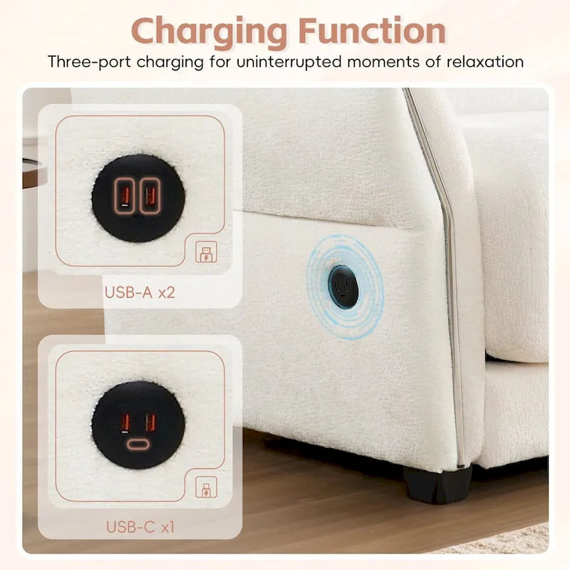 110 Canapé d'angle modulaire, canapé en L avec chargeurs USB et USB-C