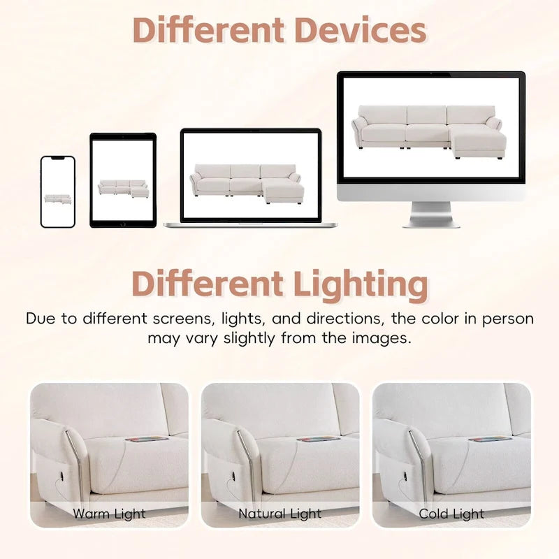 110 Canapé d'angle modulaire, canapé en L avec chargeurs USB et USB-C