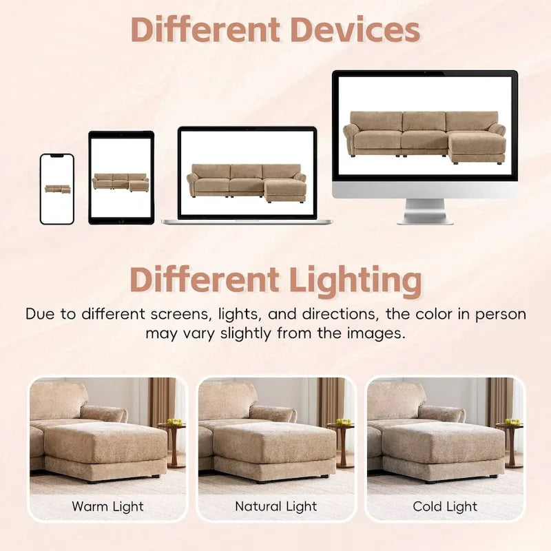 110 Canapé d'angle modulaire, canapé en L avec chargeurs USB et USB-C