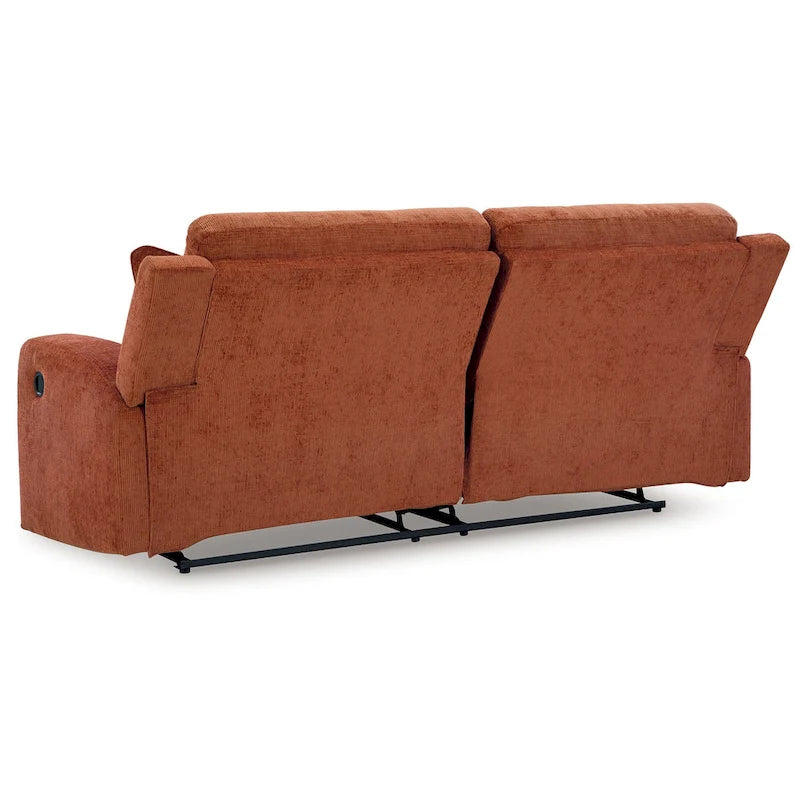Canapé inclinable manuel Genna, polyester orange épicé, 2 oreillers 87 pouces