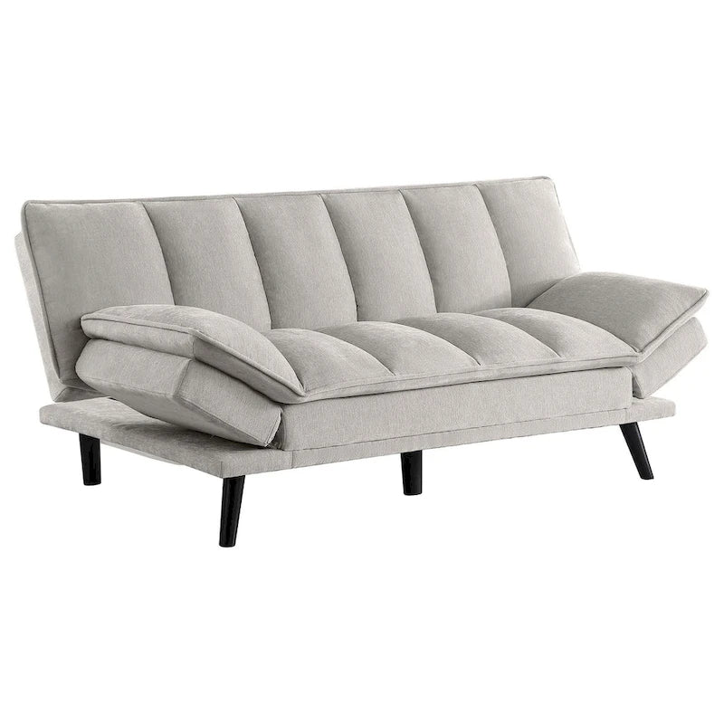 Canapé-lit convertible Loyla, tissu touffeté gris clair, noir, 78 pouces