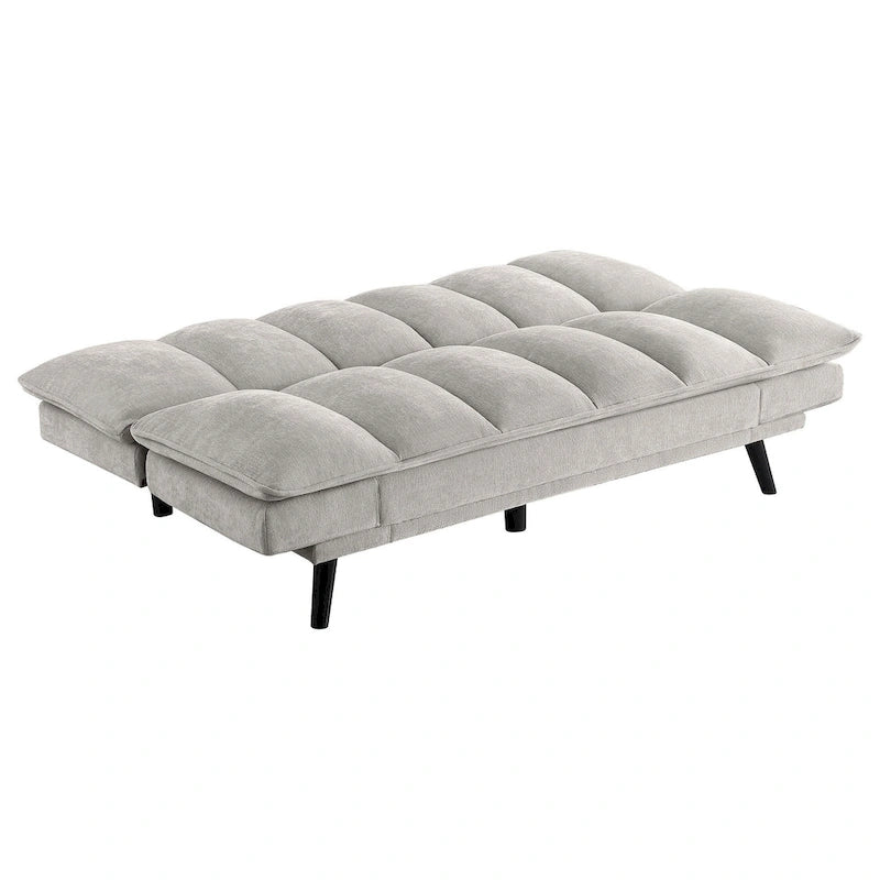 Canapé-lit convertible Loyla, tissu touffeté gris clair, noir, 78 pouces