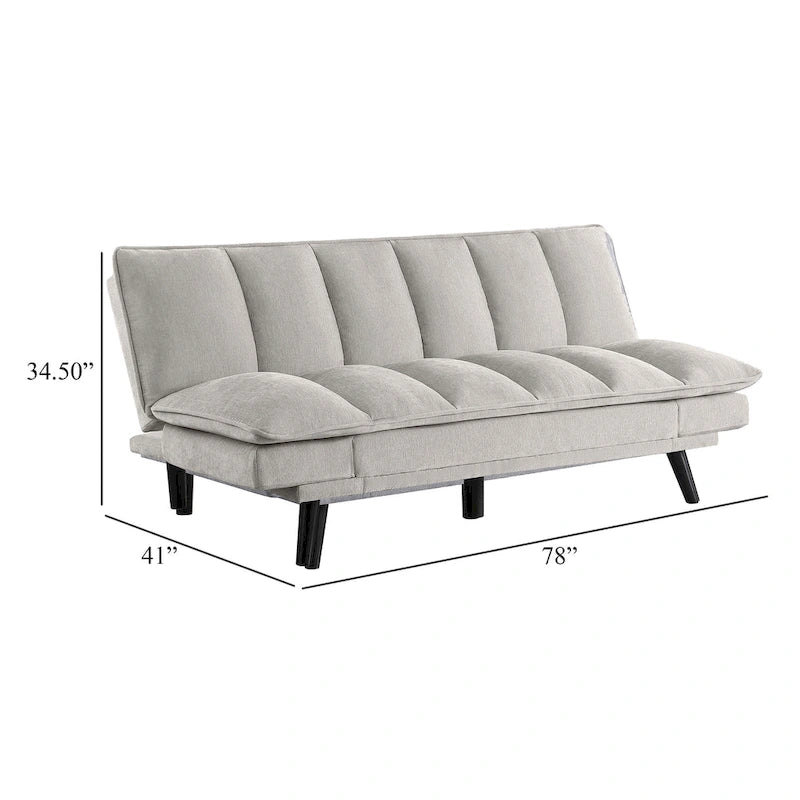 Canapé-lit convertible Loyla, tissu touffeté gris clair, noir, 78 pouces