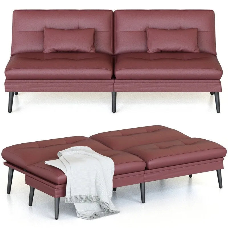 Canapé-lit convertible Grondin, dossier réglable sur 5 positions avec 2 oreillers, méridienne inclinable de style moderne