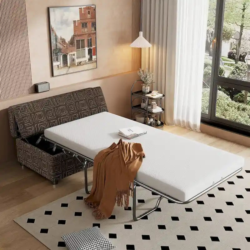 Lit ottoman pliant Roomfitters de taille double avec matelas, lit d'appoint convertible compact pour salon