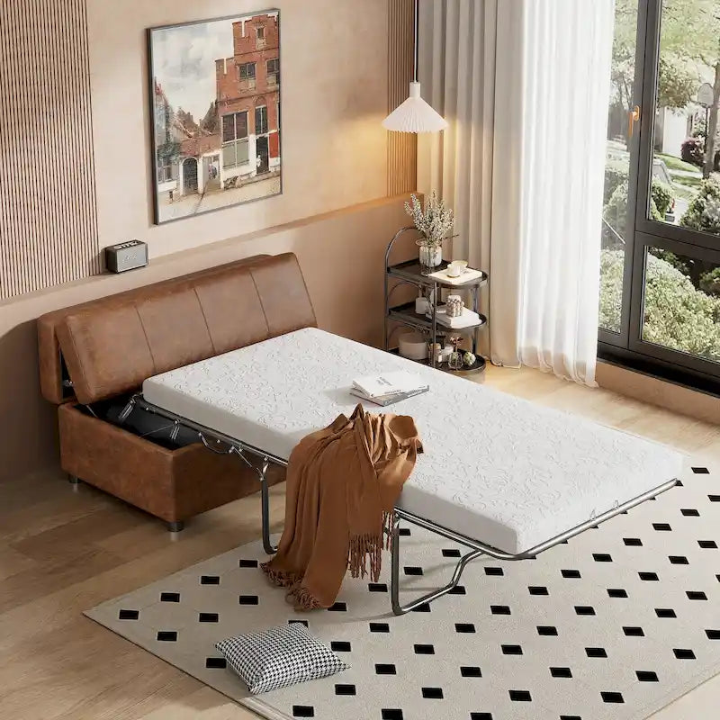 Lit ottoman pliant Roomfitters de taille double avec matelas, lit d'appoint convertible compact pour salon