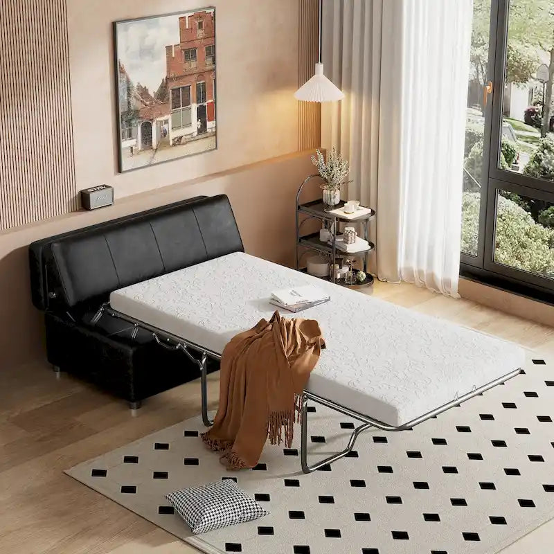 Lit ottoman pliant Roomfitters de taille double avec matelas, lit d'appoint convertible compact pour salon