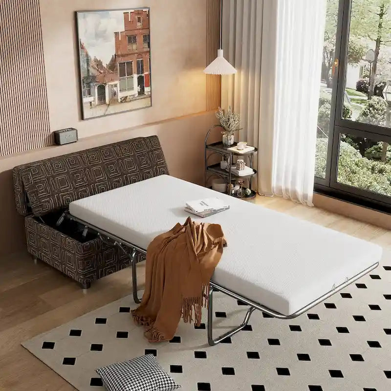 Lit ottoman pliant Roomfitters de taille double avec matelas, lit d'appoint convertible compact pour salon