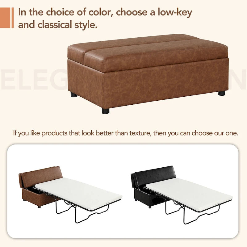 Lit ottoman pliant Roomfitters de taille double avec matelas, lit d'appoint convertible compact pour salon