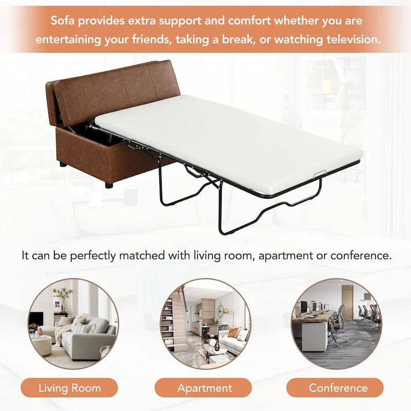 Lit ottoman pliant Roomfitters de taille double avec matelas, lit d'appoint convertible compact pour salon