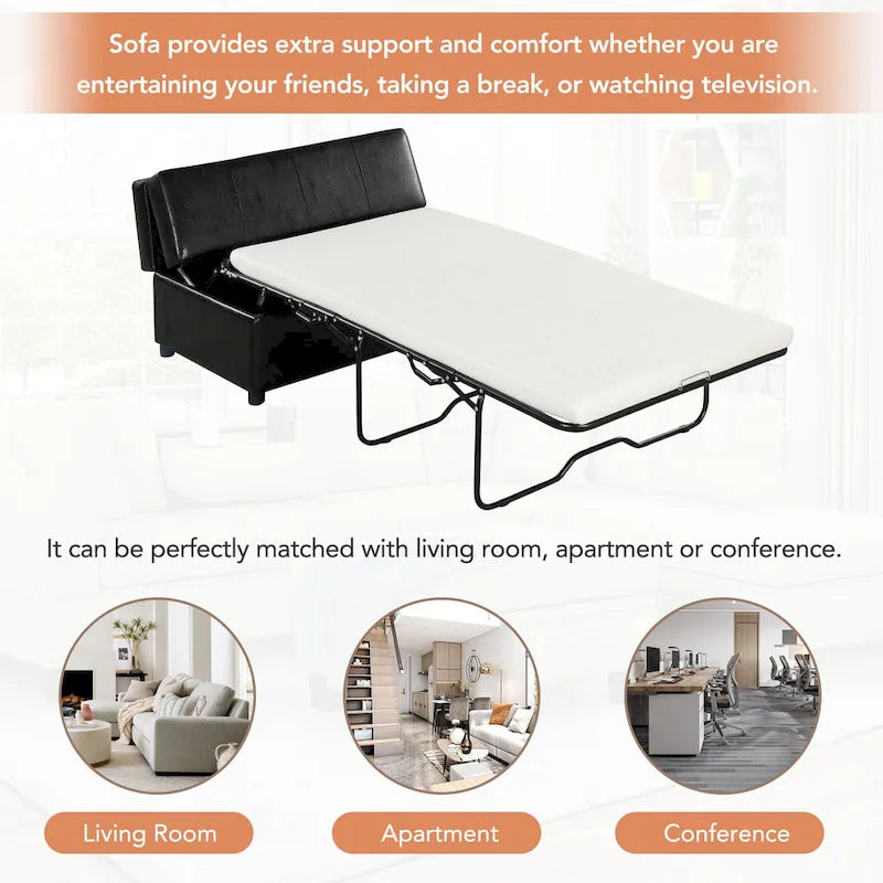 Lit ottoman pliant Roomfitters de taille double avec matelas, lit d'appoint convertible compact pour salon