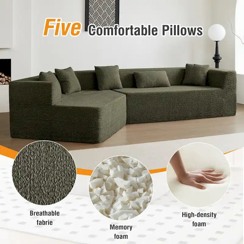 Canapé modulable surdimensionné minimaliste confortable en polyester 127,5, livré compressé