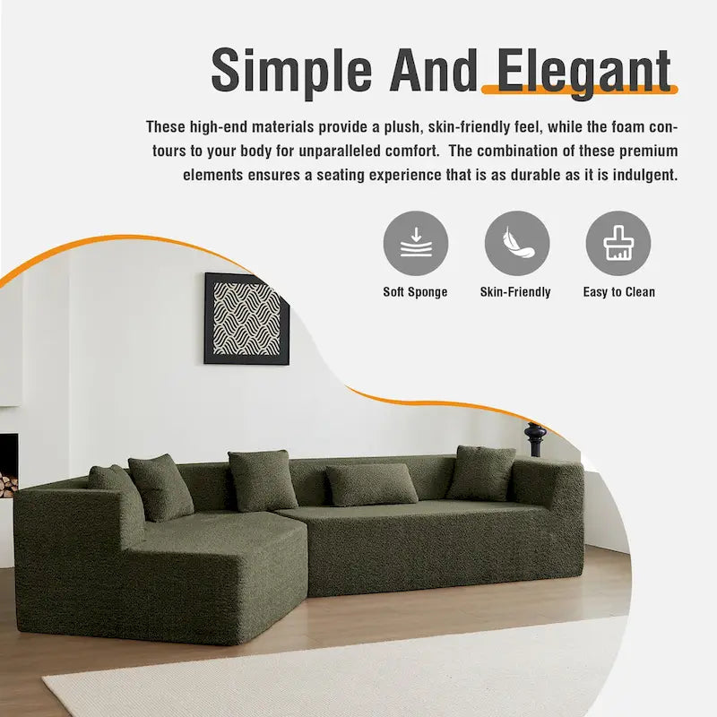 Canapé modulable surdimensionné minimaliste confortable en polyester 127,5, livré compressé