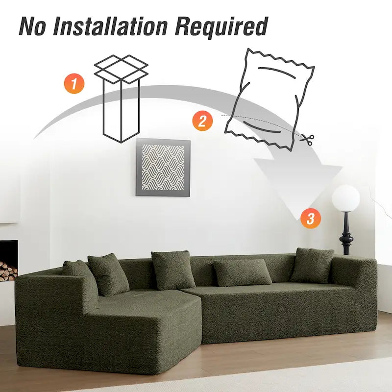 Canapé modulable surdimensionné minimaliste confortable en polyester 127,5, livré compressé