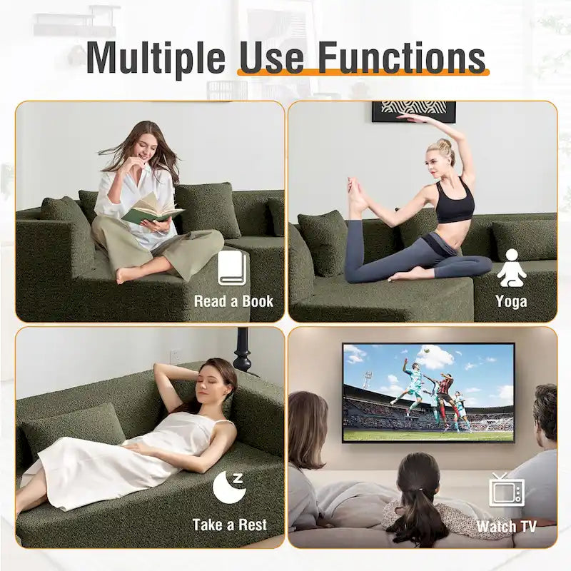 Canapé modulable surdimensionné minimaliste confortable en polyester 127,5, livré compressé