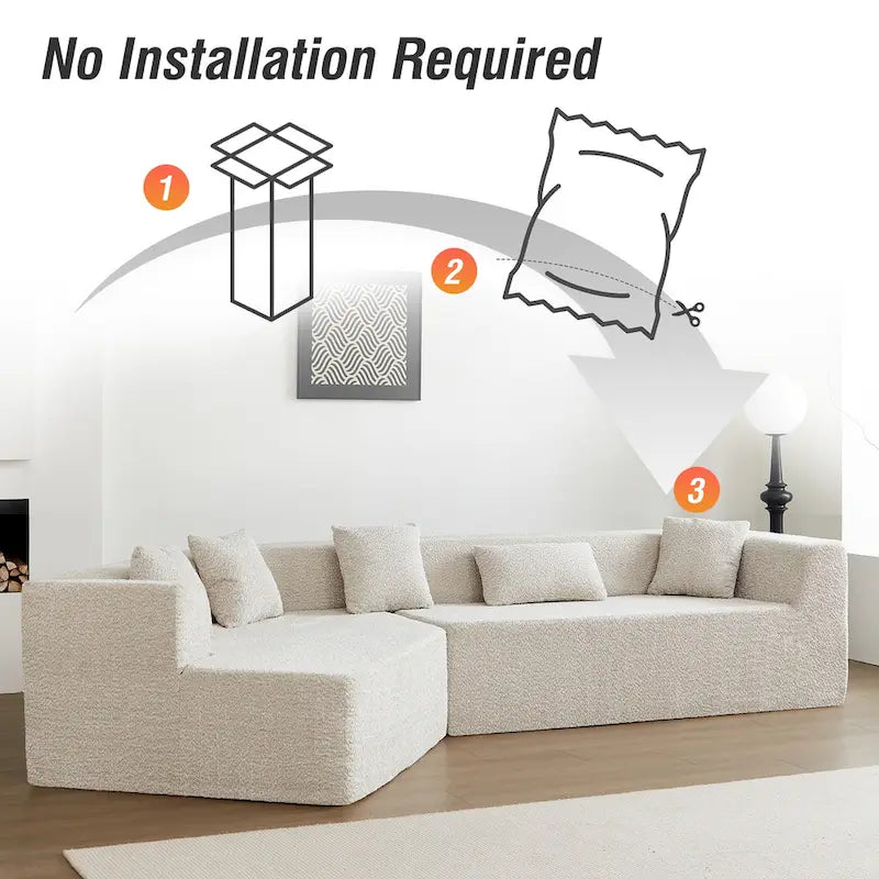 Canapé modulable surdimensionné minimaliste confortable en polyester 127,5, livré compressé