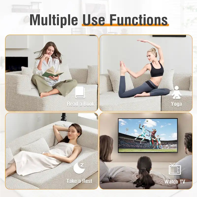 Canapé modulable surdimensionné minimaliste confortable en polyester 127,5, livré compressé