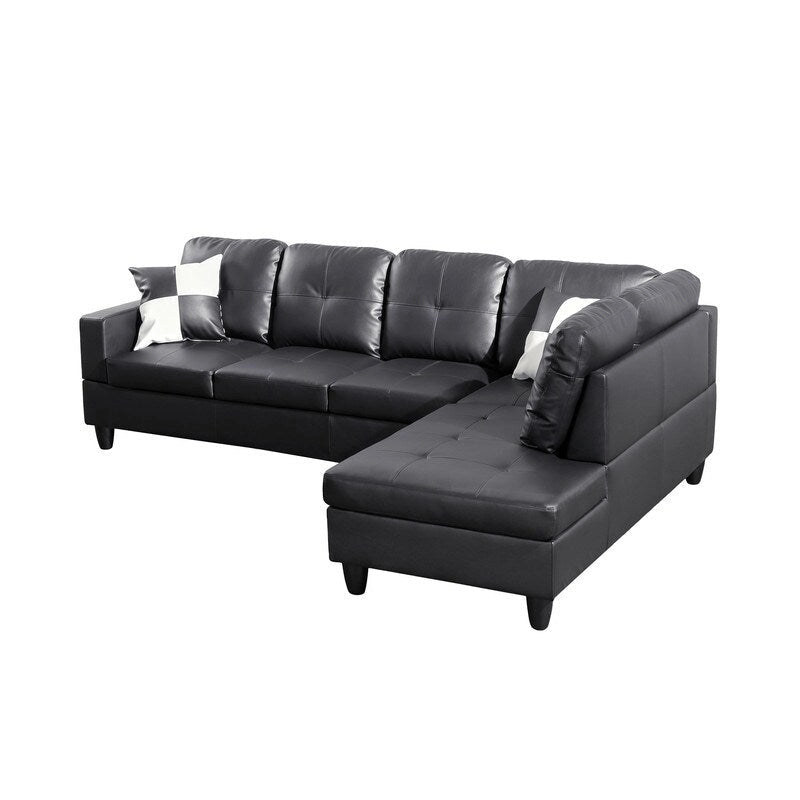 Ensemble de canapés 3 pièces en similicuir noir, Élégance moderne pour votre salon