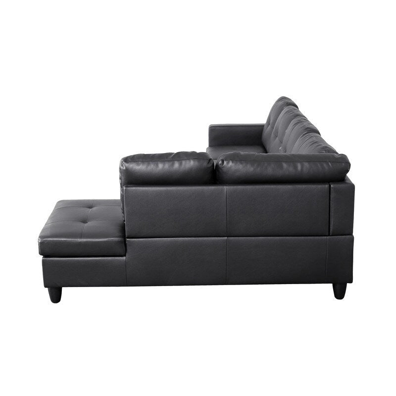 Ensemble de canapés 3 pièces en similicuir noir, Élégance moderne pour votre salon