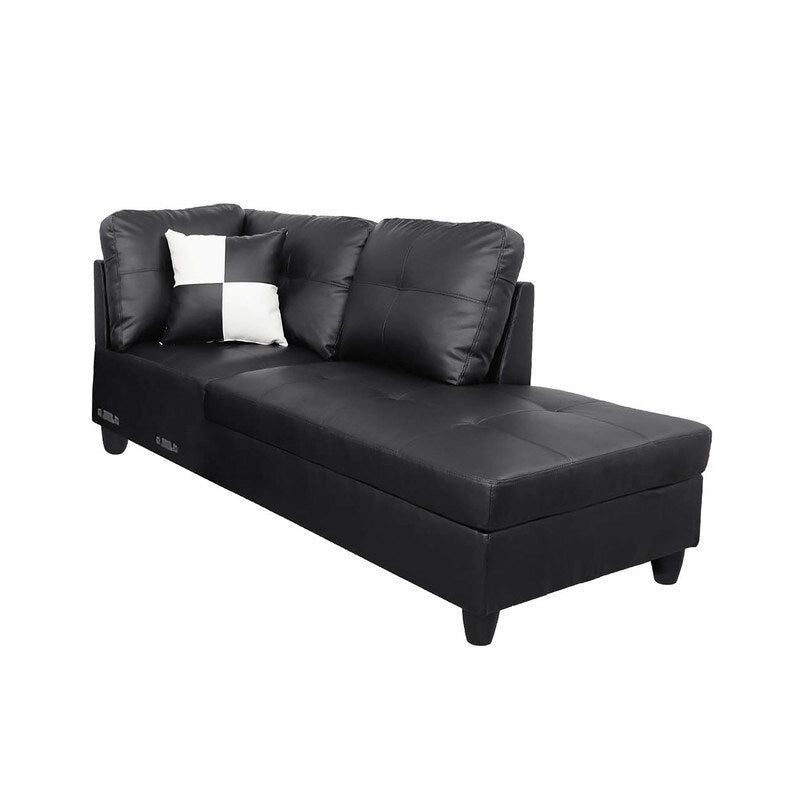 Ensemble de canapés 3 pièces en similicuir noir, Élégance moderne pour votre salon
