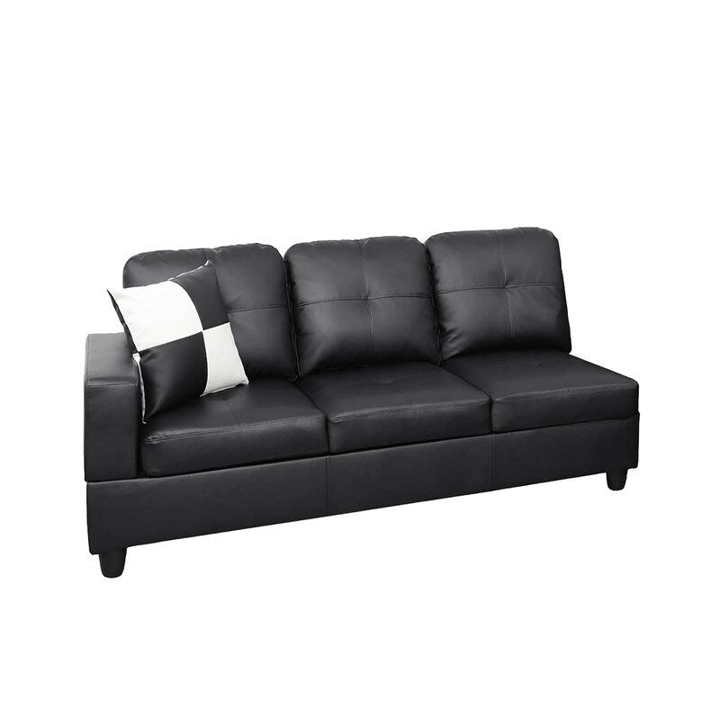 Ensemble de canapés 3 pièces en similicuir noir, Élégance moderne pour votre salon