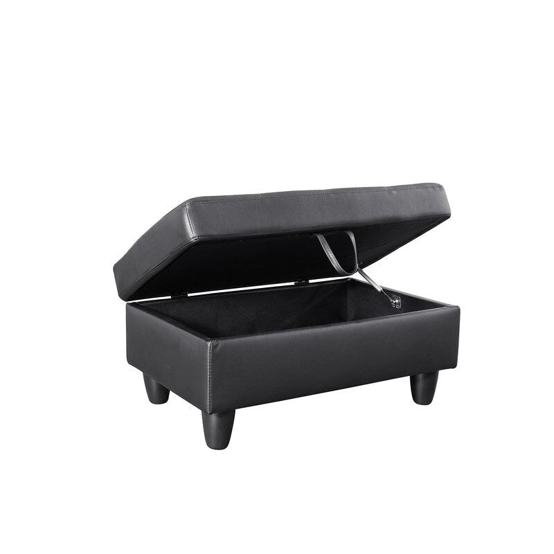 Ensemble de canapés 3 pièces en similicuir noir, Élégance moderne pour votre salon