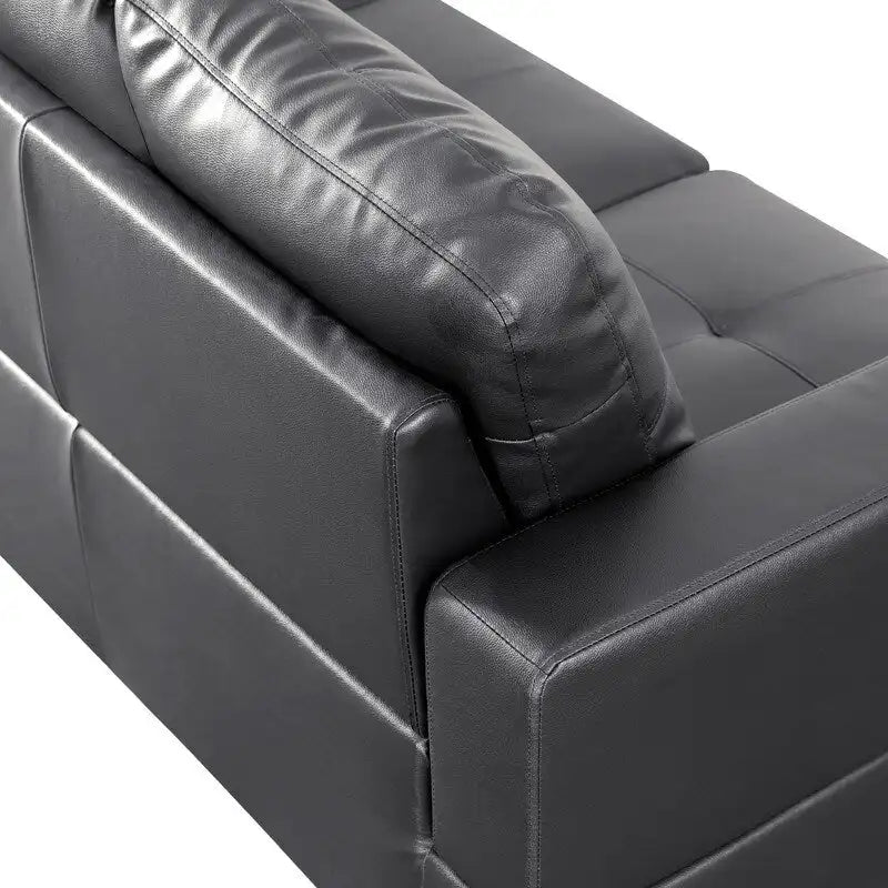 Ensemble de canapés 3 pièces en similicuir noir, Élégance moderne pour votre salon