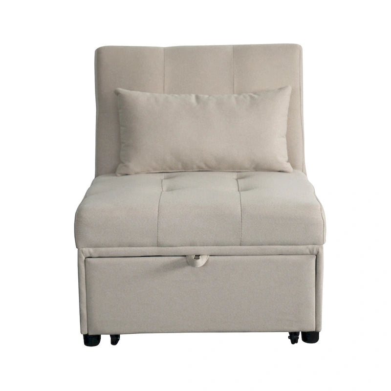 Canapé-lit pliable simple beige avec dossier réglable