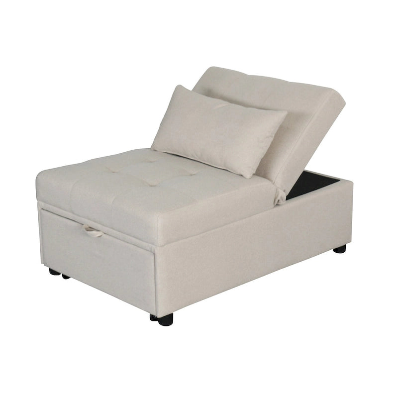 Canapé-lit pliable simple beige avec dossier réglable