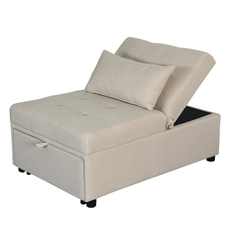 Canapé-lit pliable simple beige avec dossier réglable