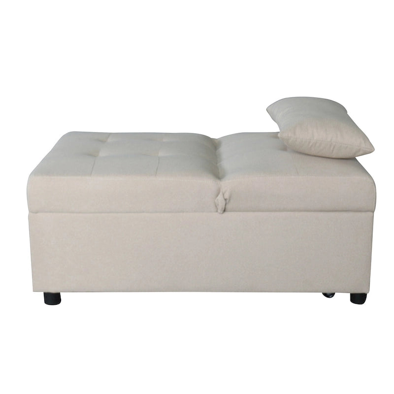 Canapé-lit pliable simple beige avec dossier réglable