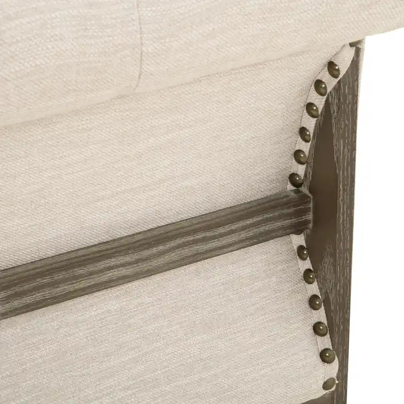 Canapé 3 places chesterfield capitonné beige avec pieds en bois