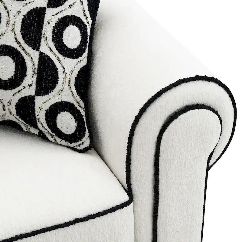 Canapé Anastasia en chenille blanche avec coussins décoratifs de Furniture of America