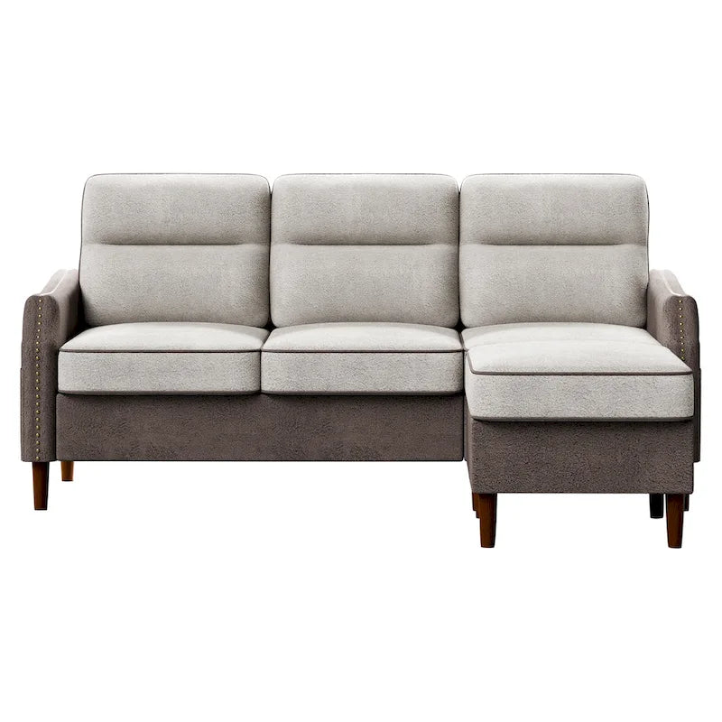 Canapé d'angle en forme de L Futzca 78 avec pouf et sac de rangement latéral