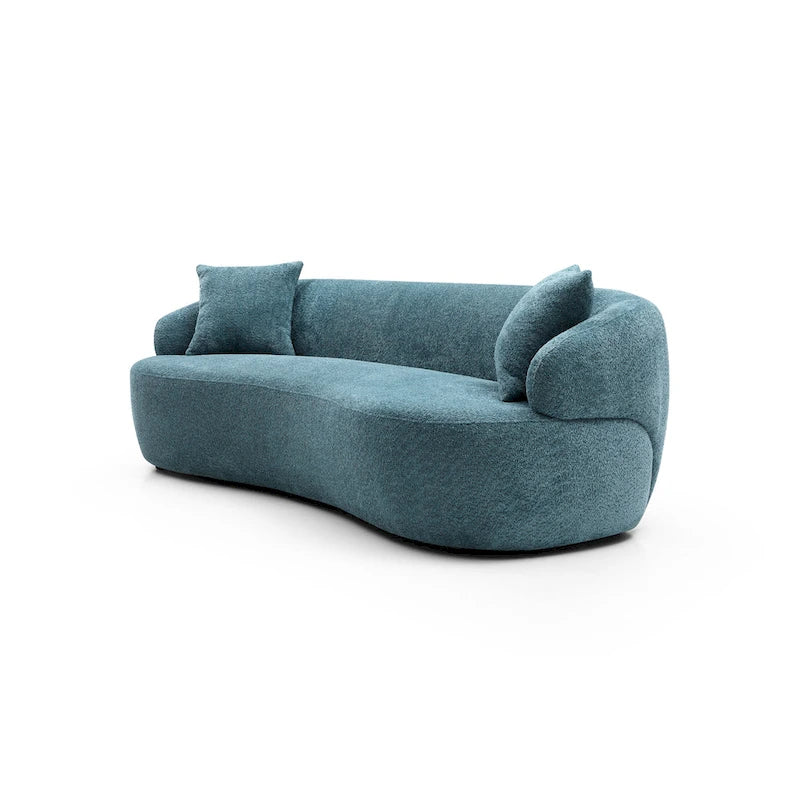 Canapé incurvé bleu moderne du milieu du siècle