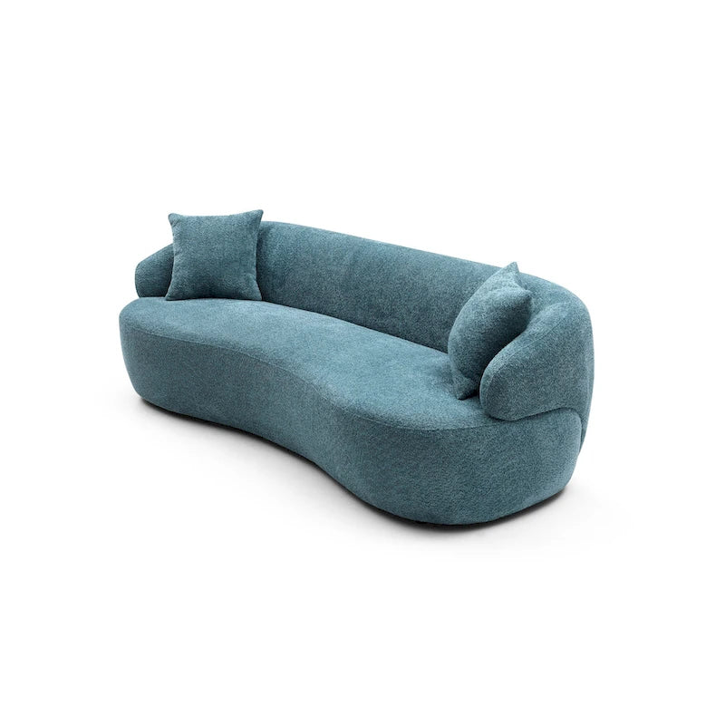 Canapé incurvé bleu moderne du milieu du siècle