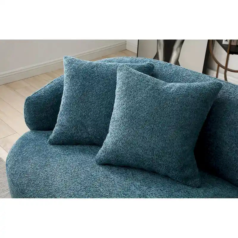 Canapé incurvé bleu moderne du milieu du siècle