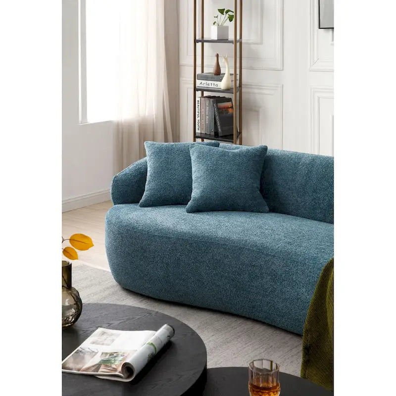 Canapé incurvé bleu moderne du milieu du siècle